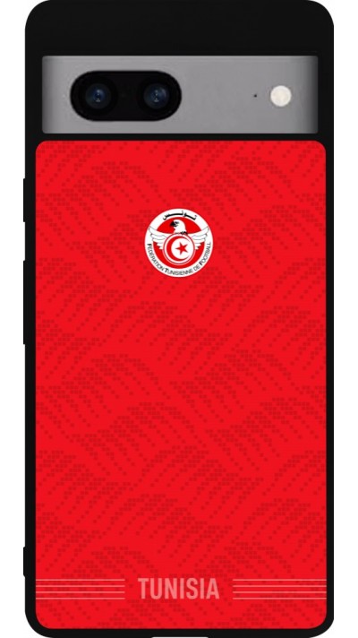 Google Pixel 7a Case Hülle - Silikon schwarz Tunesien 2026 personalisierbares Fussballtrikot