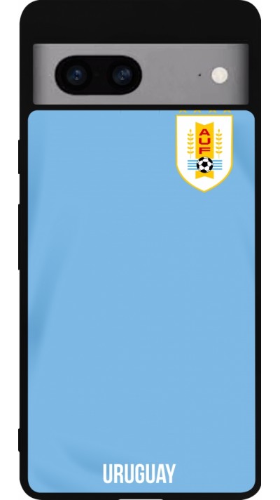 Google Pixel 7a Case Hülle - Silikon schwarz Uruguay 2022 personalisierbares Fussballtrikot