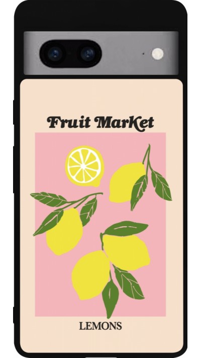 Google Pixel 7a Case Hülle - Silikon schwarz Fruit market lemons 2026
