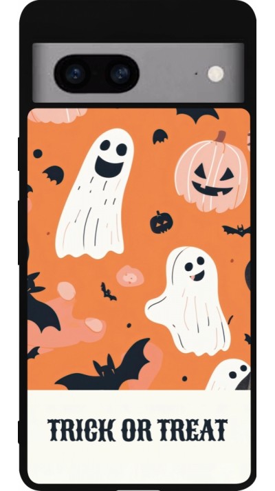 Google Pixel 7a Case Hülle - Silikon schwarz Halloween 2025 Trick treat