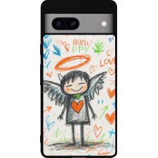 Google Pixel 7a Case Hülle - Silikon schwarz Little Angel Sketch Love