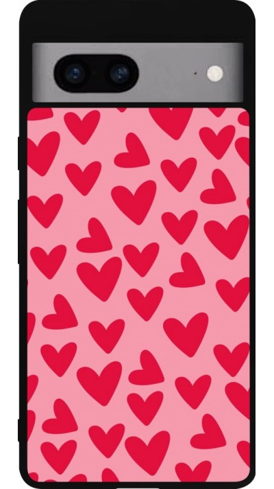 Google Pixel 7a Case Hülle - Silikon schwarz Mom 2024 kleine Herzen