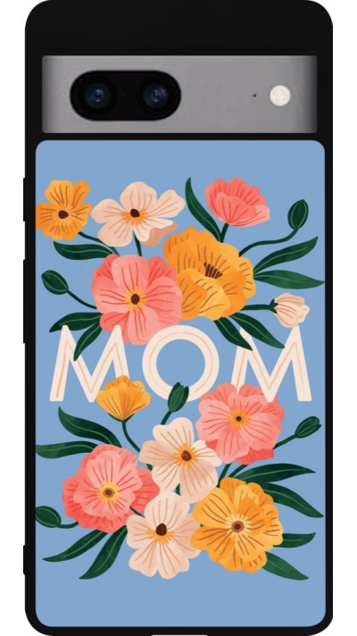 Google Pixel 7a Case Hülle - Silikon schwarz Mom 2026 Flowers