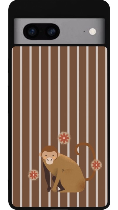 Coque Google Pixel 7a - Silicone rigide noir Monkey with stripes Coque Google Pixel 7a - Silicone rigide noir Monkey with stripes