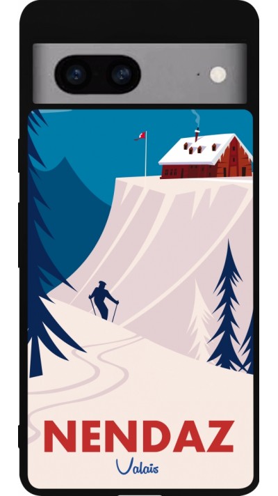 Google Pixel 7a Case Hülle - Silikon schwarz Nendaz Cabane Ski