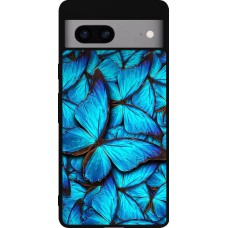 Google Pixel 7a Case Hülle - Silikon schwarz Papillon bleu
