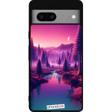 Google Pixel 7a Case Hülle - Silikon schwarz Lila-rosa Landschaft