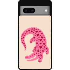 Google Pixel 7a Case Hülle - Silikon schwarz Pink crocodile 2026