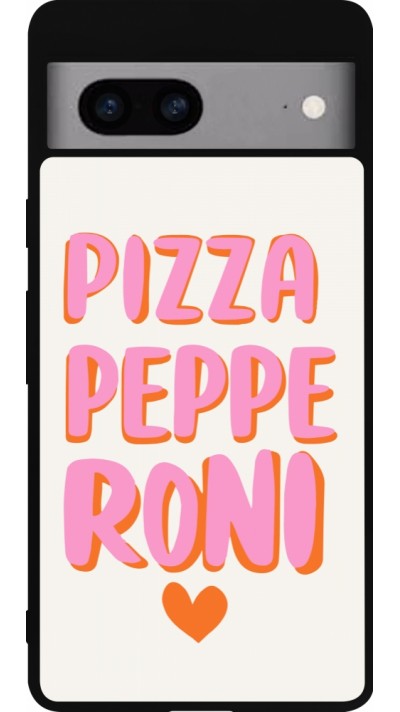 Google Pixel 7a Case Hülle - Silikon schwarz Pizza pepperoni 2026