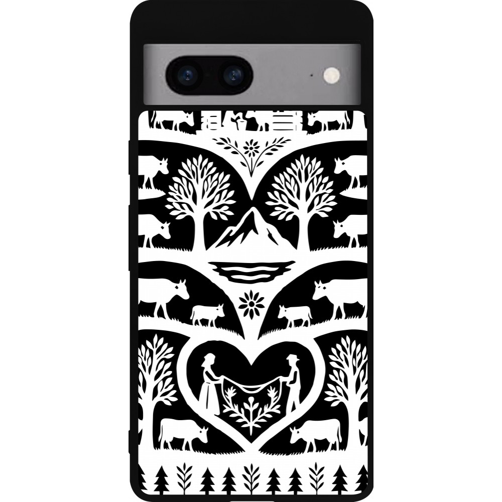 Coque Google Pixel 7a - Silicone rigide noir Poya Suisse 2 noir