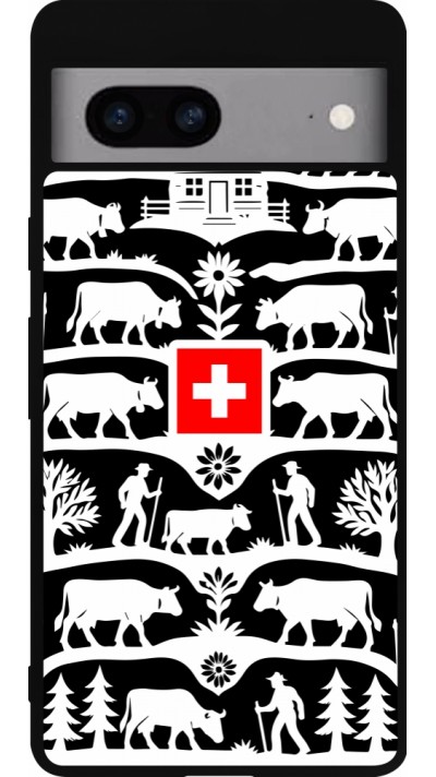 Coque Google Pixel 7a - Silicone rigide noir Poya Suisse 3 noir Coque Google Pixel 7a - Silicone rigide noir Poya Suisse 3 noir