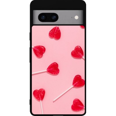 Google Pixel 7a Case Hülle - Silikon schwarz Saint Valentines Day 26 Lollipop