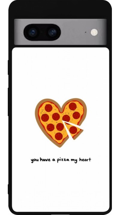 Coque Google Pixel 7a - Silicone rigide noir Saint Valentines Day 26 You have my pizza heart