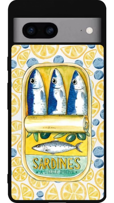Google Pixel 7a Case Hülle - Silikon schwarz Sardines in oil 2026