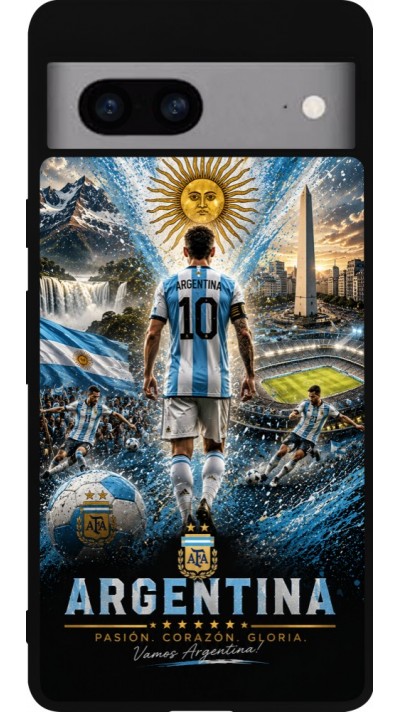 Google Pixel 7a Case Hülle - Silikon schwarz Fussball Argentinien splash 2026