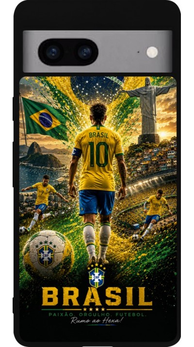 Google Pixel 7a Case Hülle - Silikon schwarz Fussball Brasilien splash 2026