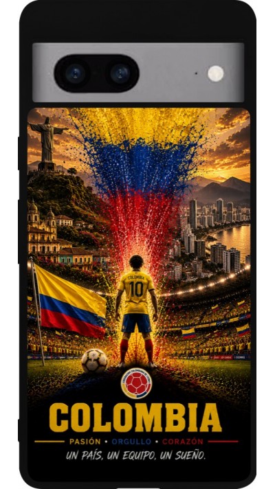 Google Pixel 7a Case Hülle - Silikon schwarz Fussball Kolumbien splash 2026