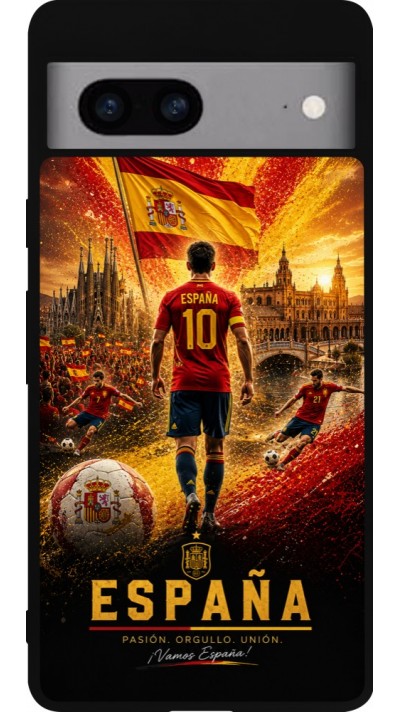 Google Pixel 7a Case Hülle - Silikon schwarz Fussball Espanien splash 2026