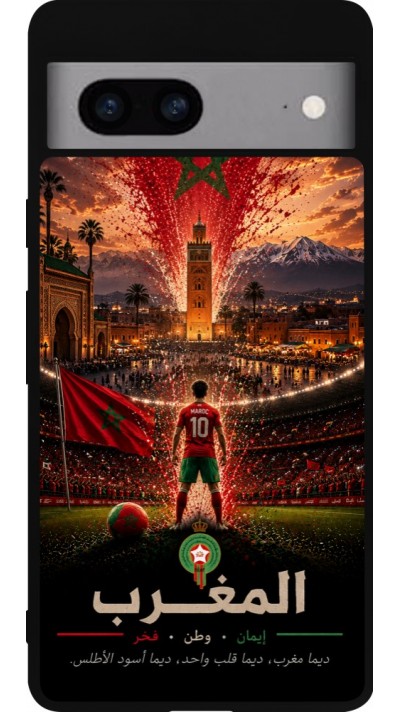 Google Pixel 7a Case Hülle - Silikon schwarz Fussball Marokko splash 2026