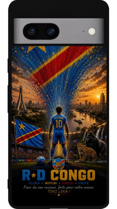 Google Pixel 7a Case Hülle - Silikon schwarz Fussball Demokratische Republik Kongo splash 2026