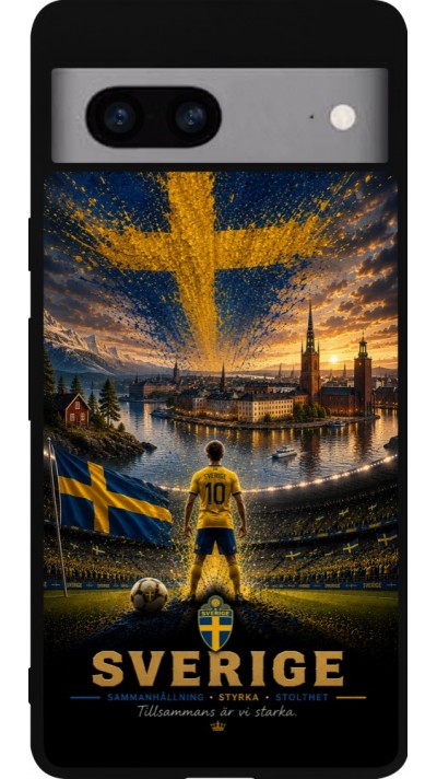 Google Pixel 7a Case Hülle - Silikon schwarz Fussball Schweden splash 2026