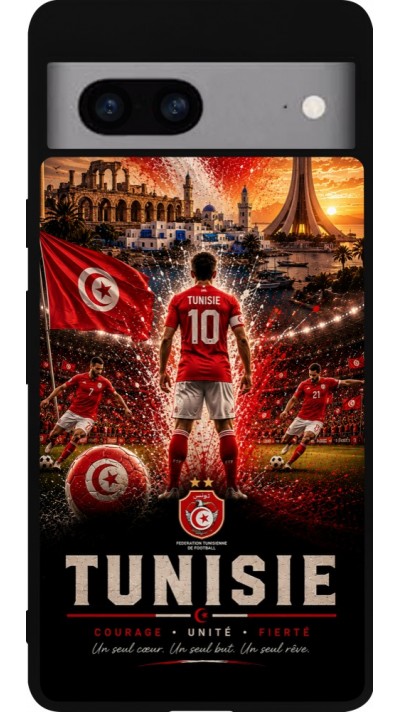 Google Pixel 7a Case Hülle - Silikon schwarz Fussball Tunesien splash 2026