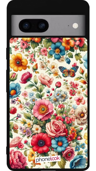 Google Pixel 7a Case Hülle - Silikon schwarz Spring 25 fruehling bluetend