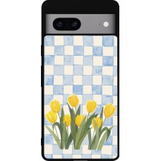 Google Pixel 7a Case Hülle - Silikon schwarz Blue vichy tulips 2026