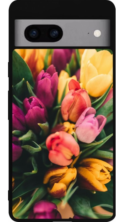Google Pixel 7a Case Hülle - Silikon schwarz Bouquet of tulips 2026