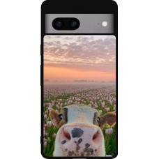 Google Pixel 7a Case Hülle - Silikon schwarz Cow with tulips 2026