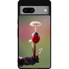 Google Pixel 7a Case Hülle - Silikon schwarz Ladybird on a mushroom 2026