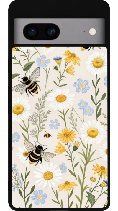 Google Pixel 7a Case Hülle - Silikon schwarz Pattern bees 2026