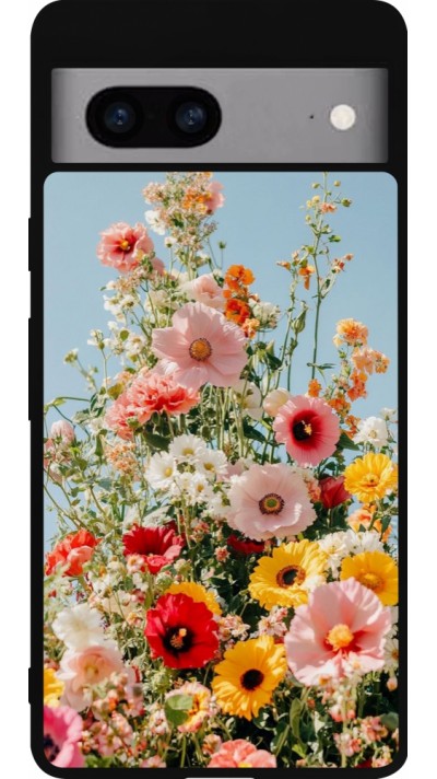 Google Pixel 7a Case Hülle - Silikon schwarz Spring flowers 2026