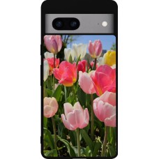 Google Pixel 7a Case Hülle - Silikon schwarz Tulips 2026