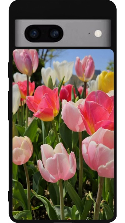 Google Pixel 7a Case Hülle - Silikon schwarz Tulips 2026