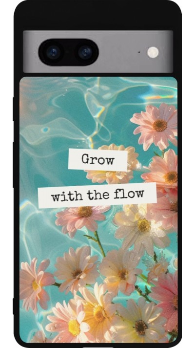 Google Pixel 7a Case Hülle - Silikon schwarz Summer 2025 Grow with the flow