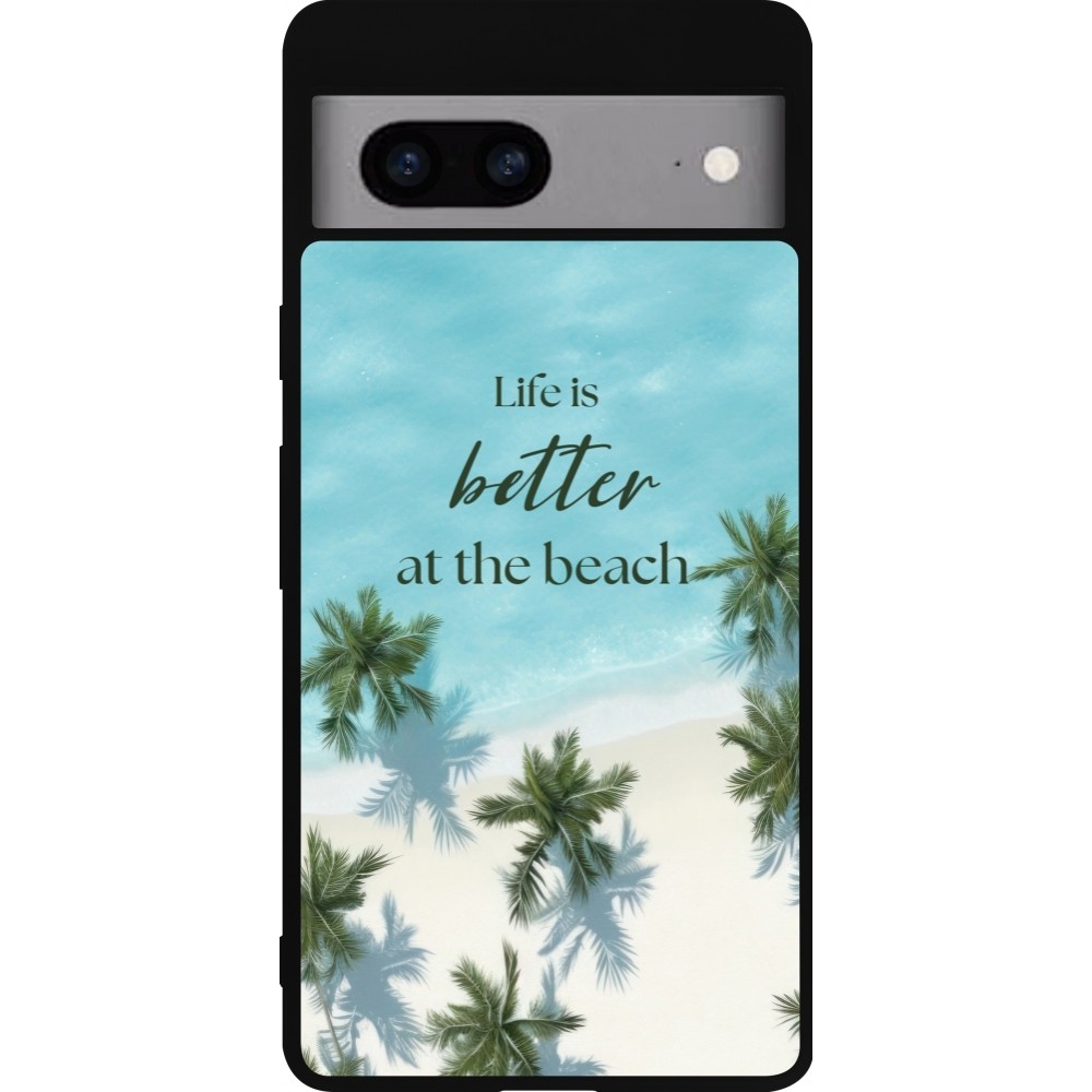 Google Pixel 7a Case Hülle - Silikon schwarz Summer 2025 Life is better at the beach