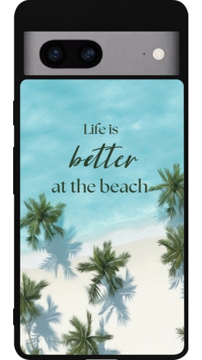 Google Pixel 7a Case Hülle - Silikon schwarz Summer 2025 Life is better at the beach