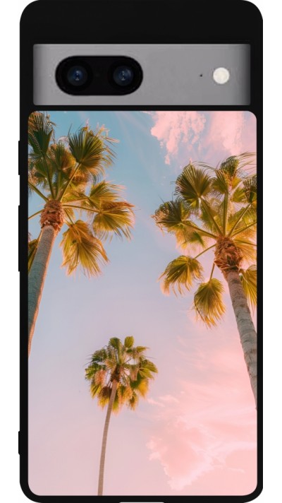Google Pixel 7a Case Hülle - Silikon schwarz Summer 2025 Palmiers