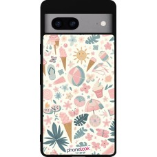 Google Pixel 7a Case Hülle - Silikon schwarz Sommer Pink Muster