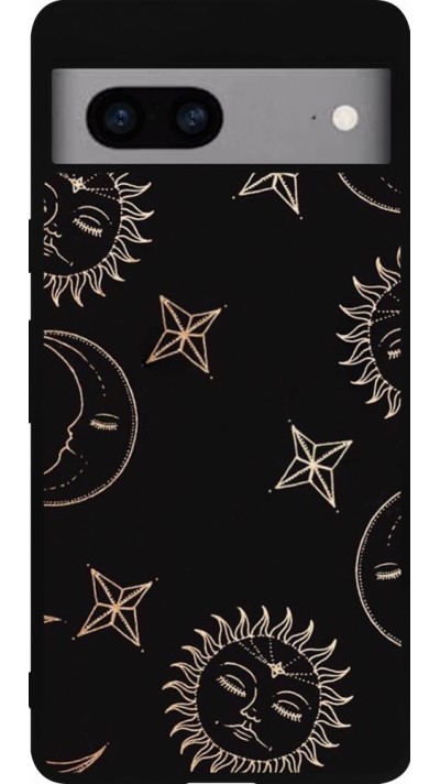 Google Pixel 7a Case Hülle - Silikon schwarz Suns and Moons