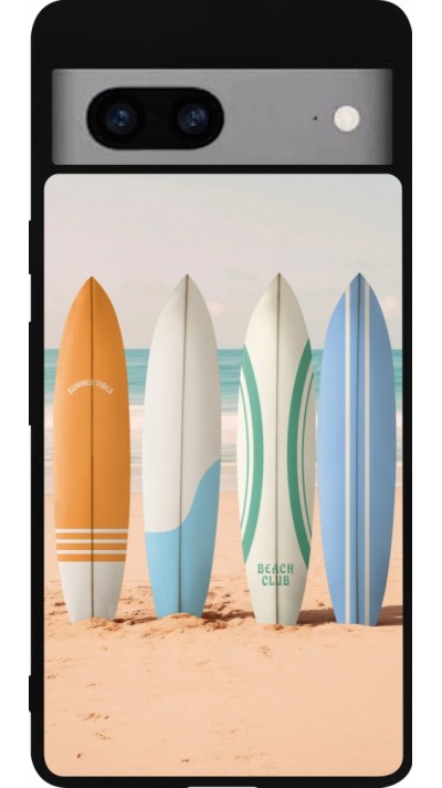 Coque Google Pixel 7a - Silicone rigide noir Summer surfboard 2025