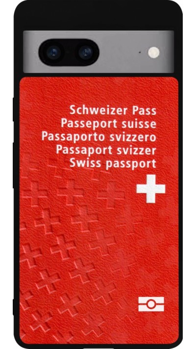 Google Pixel 7a Case Hülle - Silikon schwarz Swiss Passport