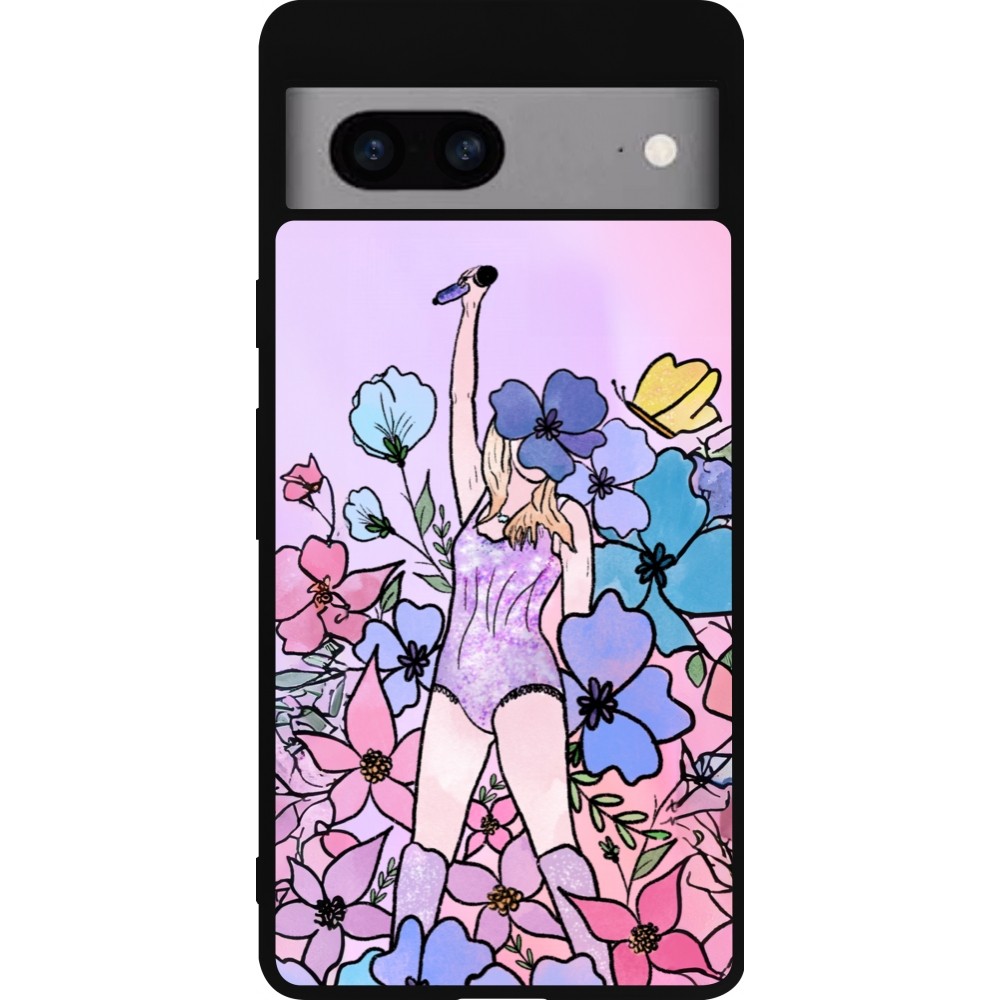 Google Pixel 7a Case Hülle - Silikon schwarz Taylor Swift Sketch - Pink