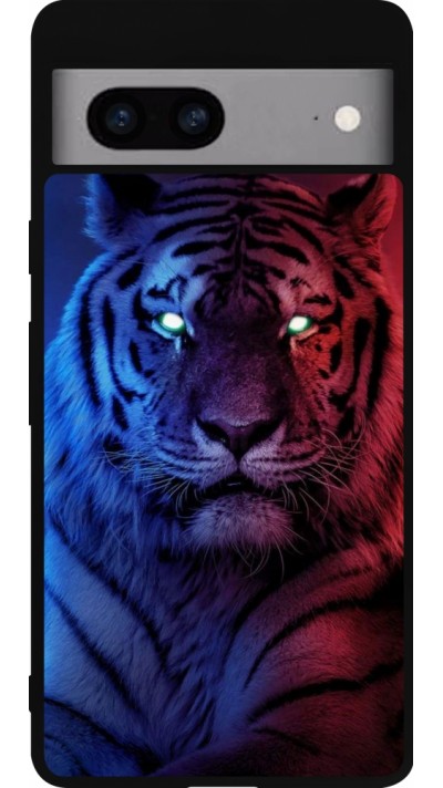 Google Pixel 7a Case Hülle - Silikon schwarz Tiger Blue Red