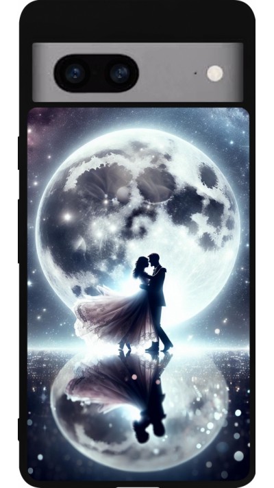 Google Pixel 7a Case Hülle - Silikon schwarz Valentin 2024 Liebe unter dem Mond