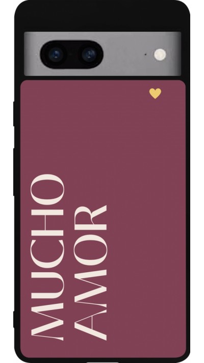 Google Pixel 7a Case Hülle - Silikon schwarz Valentine 2024 mucho amor rosado