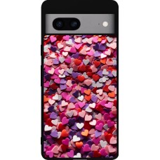 Coque Google Pixel 7a - Silicone rigide noir Valentine 2025 Confetti