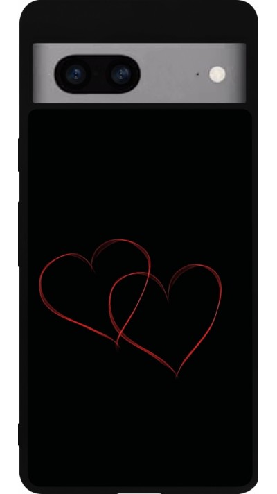 Google Pixel 7a Case Hülle - Silikon schwarz Valentine 2023 attached heart