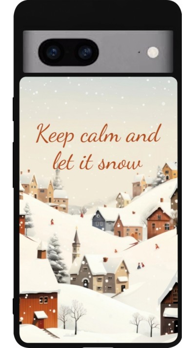 Google Pixel 7a Case Hülle - Silikon schwarz Winter 25 Winter Keep calm and let it snow